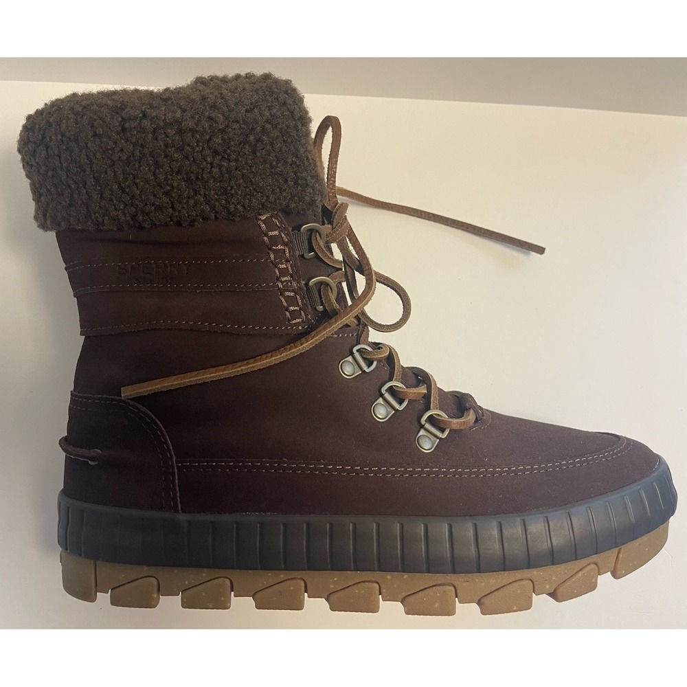 Sperry Women's Boots Torrent Lace Up Brown Leather Faux Fur Trim Winter Size 9.5 - Picture 6 of 16
